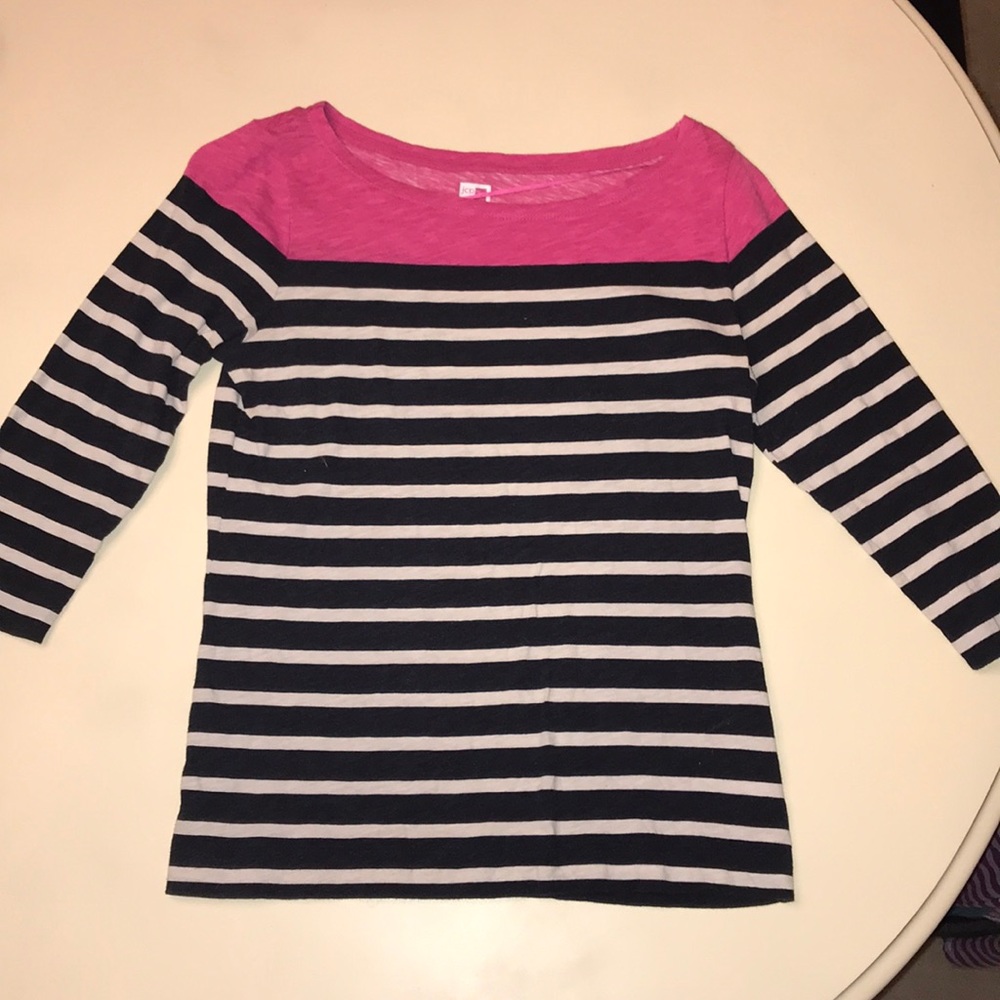 Navy and white striped top